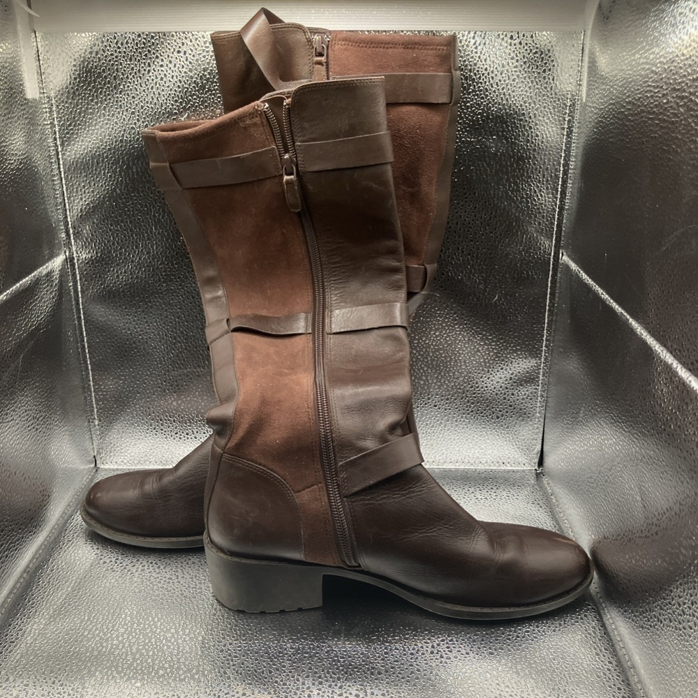 Cole Haan Woman's 7 Brown Leather/Suede Side Zip Boots - Picture 14 of 14